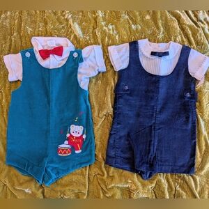 Vintage Toddler Christmas Romper Jon Jon Bundle